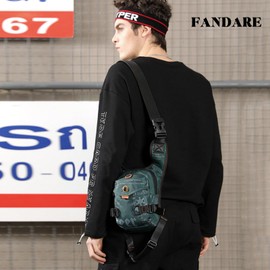 FANDARE Leg Bag for Men Women Military Leg Bag Bum Bag Waist Bag Chest Bag Belt Bag Sling Bag Shoulder Bags Shoulder Bag for Outdoor Travel Crossover Daypacks, dark green, Retro