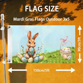 Easter Flag 3x5 Ft Double Sided Easter Garden Flag for Outside with 2 Brass Grommets Happy Easter Banner Spring Decor with Rabbit Eggs for Farmhouse Yard Indoor Outdoor Gifts