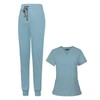 Baoblaze Female Scrub Set, Short Sleeves v Neckline Top and