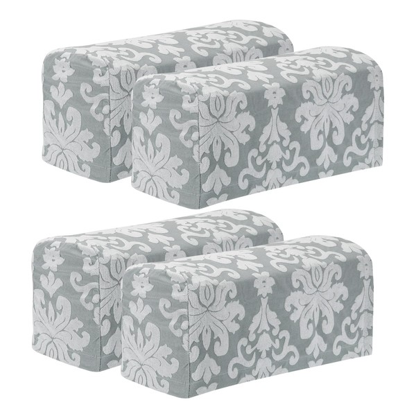 sourcing map 4Pcs Stretch Armrest Covers, Polyester Vintage Jacquard Soft
