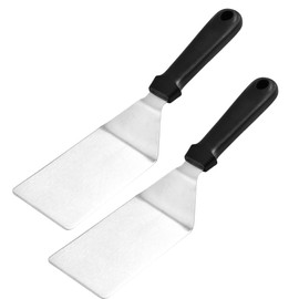 UPKOCH Stainless Steel Cooking Scraper with Plastic Handle Spatula Flexible for Steak Pizza and Pancakes Heat Resistant Frying Spatula Set of 2 Kitchen Utensils