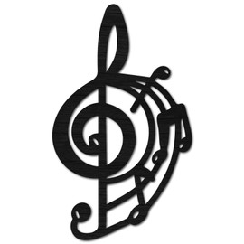 CREATCABIN Black Musical Note Wall Art Decor Wooden Sign Laser Cut Basswood Silhouette Decorative Hanging Sculpture Unfinished for Gift Painting Crafts DIY Music Studio Coffee Christmas 11x7.1Inch