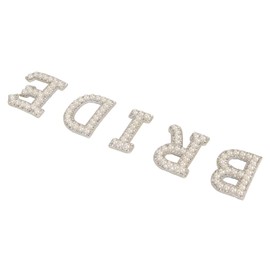 Rhinestone Applique Letter, BRIDE Design Sew On Sparkling Pearl Rhinestone Applique Patch English Iron On Letter Clothes Applique Decoration