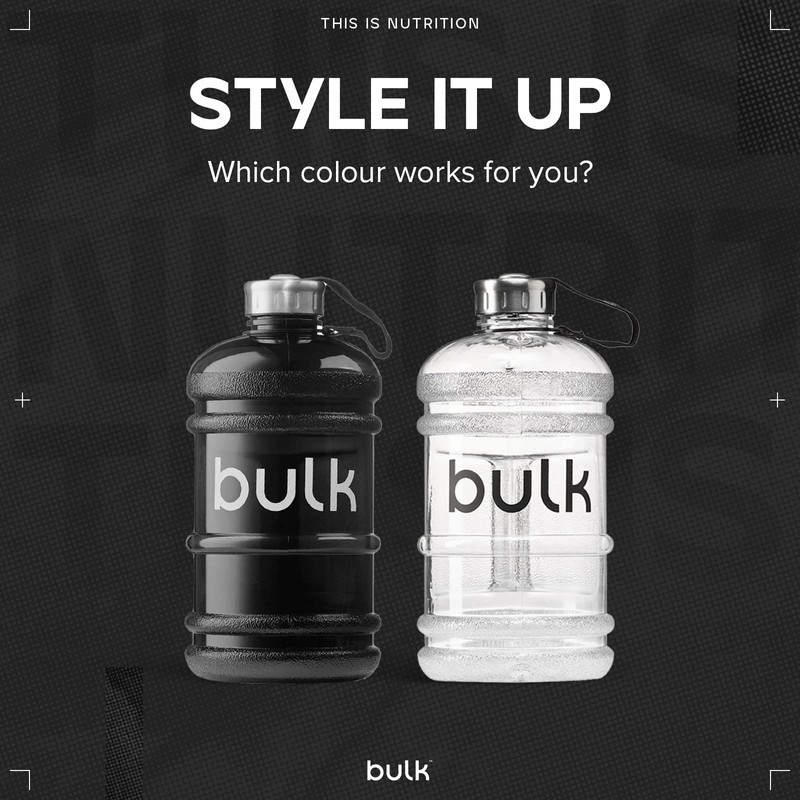 Bulk Half Gallon Water Bottle, Gunmetal Black, 2.2 Litre