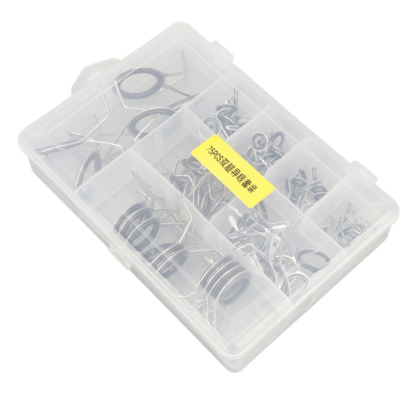 75Pcs Fishing Rod Tip Repair Kit Fishing Rod Guides Stainless