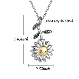 Joyería de cremación de girasol para cenizas para mujer, colgante conmemorativo de acero inoxidable, collar de urna de cremación para cenizas humanas, Acero inoxidable, girasol