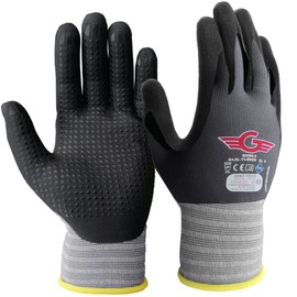 12 pairs of work gloves with nubs, guard 5, nitrile assembly gloves with improved grip thanks to knobs, robust and durable.