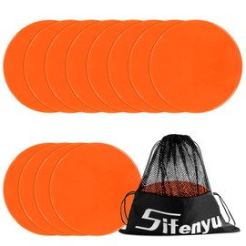 SIFENYU Spot Markers 9inch Rubber Agility Dots Flat Cones Non Slip Sports Dots Floor Spots Agility Markers for Kids Soccer Football Basketball Speed Agility Training (Orange, 12)