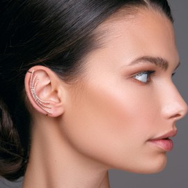 Rose gold-plated ear cuff, no piercing made of sterling silver, handmade jewellery, ear cuff earring not pierced, minimalist ear cuff, hypoallergenic ear climber (silver rose gold-plated)