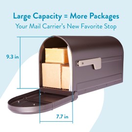 Architectural Mailboxes Roxbury™ Heavy Duty Steel Metal Post Mounted Mail Box for Outside, Rubbed Bronze, Large Curbside Mailbox with Magnetic Latch
