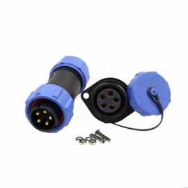 HangTon SP21 5 Pin Connector Aviation Circular Waterproof IP68 Blue 30A Male Plug Female Socket for Outdoor Power