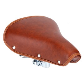 Brown Vintage Saddle, Bicycle Saddle Universal Comfortable Brown Rivets Bicycle Seat Durable PU Leather Spring Bicycle Saddle