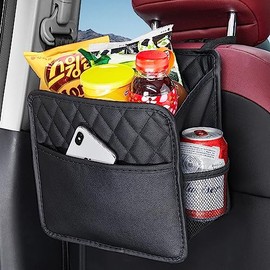 LXUNYI - Organizador de coche para asiento trasero, impermeable, de piel sintética, plegable, universal, para colgar en el asiento, para niños y...   