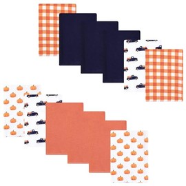 Luvable Friends Hudson Baby Flannel Burp Cloths 12pk, Autumn Pumpkin Truck