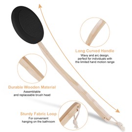 URAQT Eincremehilfe für Rücken,7-teiliges Set Rückeneincremhilfe, mit 4 austauschbaren Pads, Langer Griff Rücken Lotion Applikator für Damen Herren Cremepinsel für ältere Menschen (Schwarz)