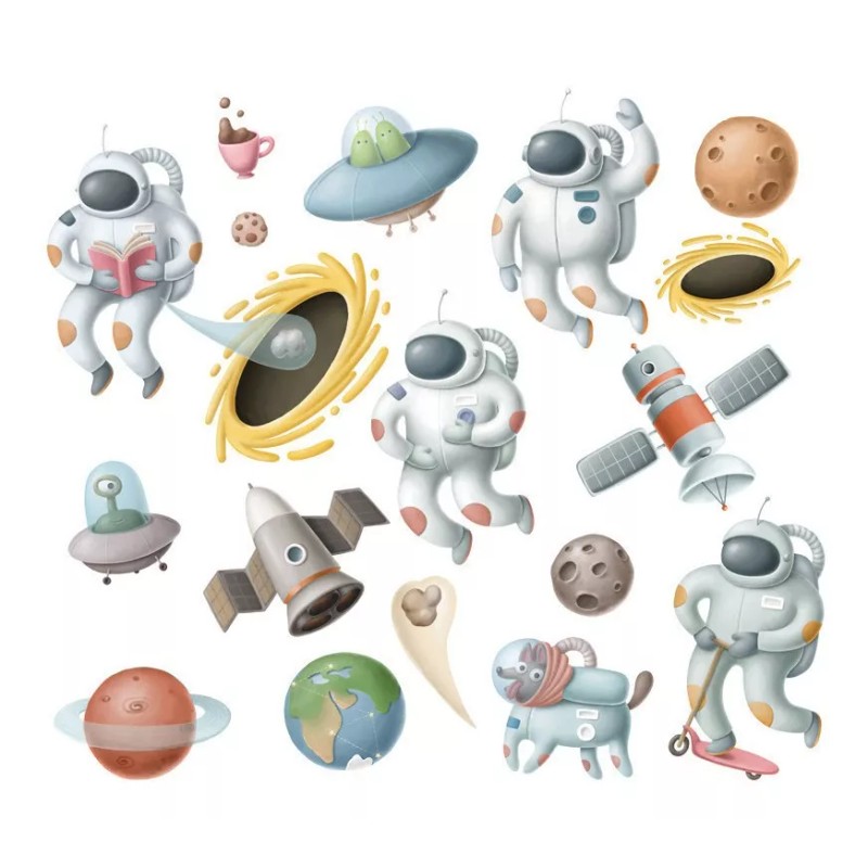 DaraBaby Vinil Decorativo Infantil Astronauta Cohete Nave Niño Ó Bebe