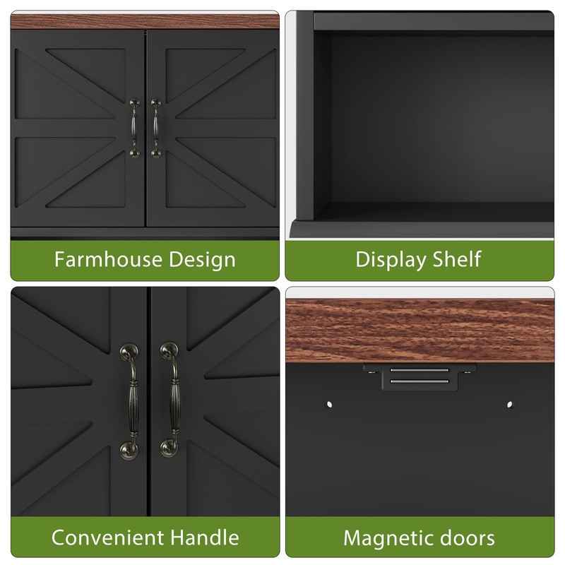 Mino Kesper Bathroom Wall Cabinet with Barn Doors, Wall Mounted