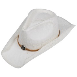 Lipodo Vescadosa Western Straw Hat Summer Men Women, White, M