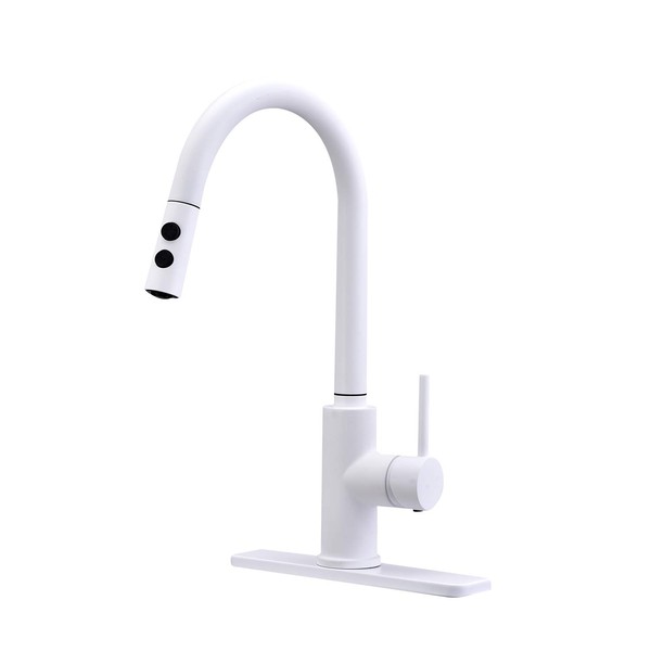Peppermint Kitchen Sink Faucet Pull Down Matte White Kitchen Faucet