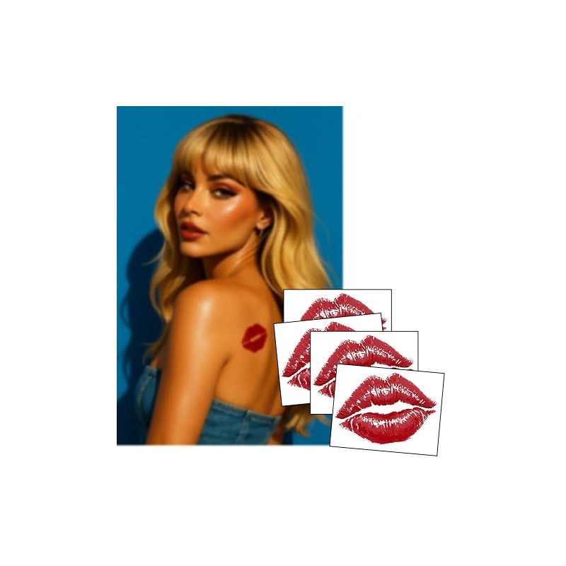Espresso Yourself – Famous Lipstick Kiss Tattoo (4-Pack) – 3"