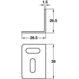 AF4F Galvanised Stretcher Plate Square Metal Angle Bracket/Brace 26.5 x 26.5 x 38 mm (25)