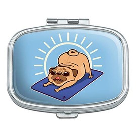 Downward Facing Dog Pug Doing Yoga Rectangle Pill Case Trinket Gift Box