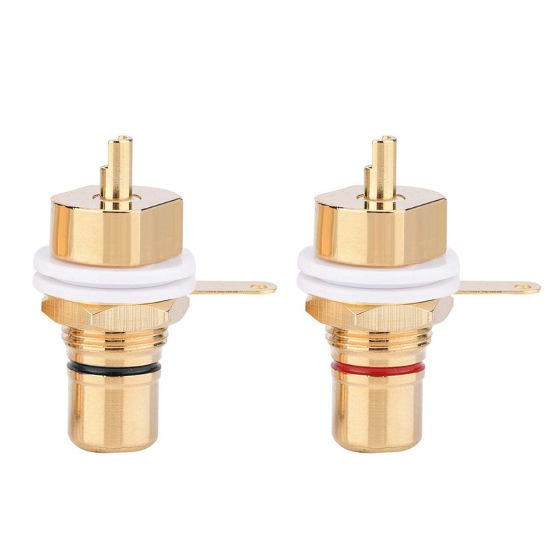 Socket, 2 Pcs Gold Plated Copper Panel Mount Female Jack