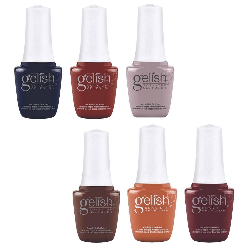 Gelish Mini No Boundaries Collection Fall Seasonal Color 9mL Soak Off Gel Nail Polish Set for Home Salon Manicures & Pedicures (6 Pack)