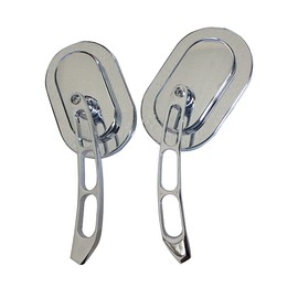 MotorToGo 1Pair Chrome Magnum Oval Head Teardrop Stem Motorcycle Mirrors Compatible for Kawasaki Vulcan 1700 VN1700 Vaquero ABS