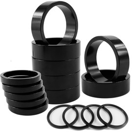 NEPIDOVS 16PCS Bicycle Headset Spacer Bike Handlebar Stem Spacers Threadless Aluminum Alloy Headset Stem Spacer Set Fit 1 1/8-Inch Stem for MTB BMX Mountain Road Bikes Cycling 2MM 5MM 10MM (Black)