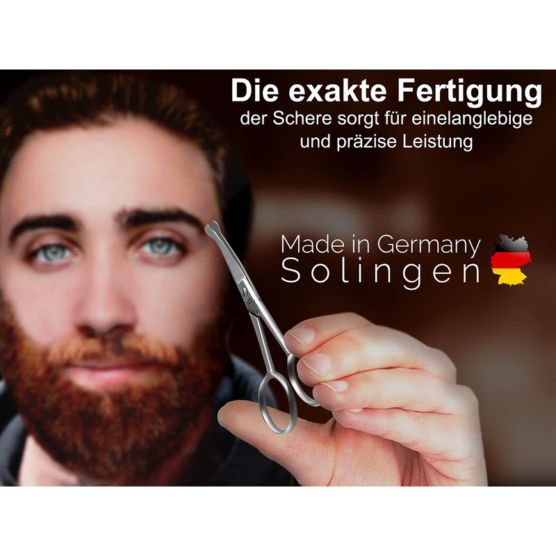 Beard scissors from Solingen with curved cutting surface, hair scissors,