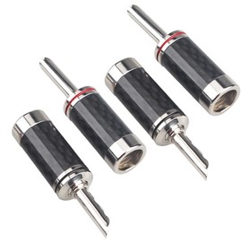 KUYIOHIFI HiFi 4pcs(2 Pairs) BFA Rhodium Plated Banana Plugs Carbon Fiber Audio Speaker Plugs/connectors