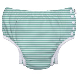 green sprouts Baby Toddler Eco Snap Swim Diaper - Mint Stripes - 4T