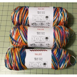 Big Twist Lot of 3 Big Twist Value Yarn Color ARCADE PARTY 269 yds  #4 weight NEW
