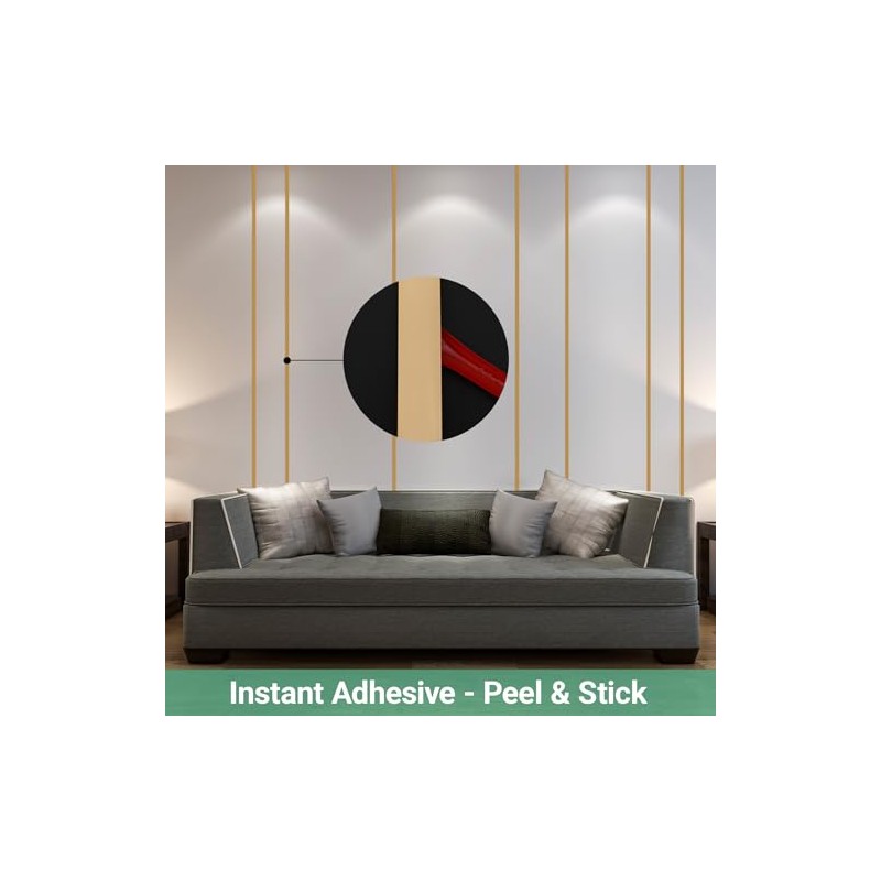 Gaahing 196.8" x 0.5" Brushed Gold Molding & Wall Trim,