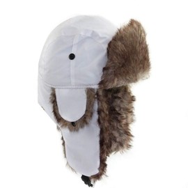 Winter Trapper Hat Unisex Russian Ushanka Trooper Aviator Hats for Women Men Snow Eskimo Hat with Ear Flaps for Cold Weather (White1, One Size)