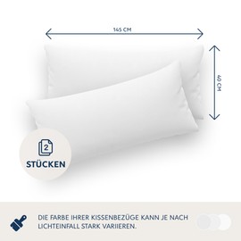 Dreamzie Pillowcases, 40 x 145 cm (Set of 2), 100% Jersey Cotton, 150 g/m², White, Resistant and Hypoallergenic