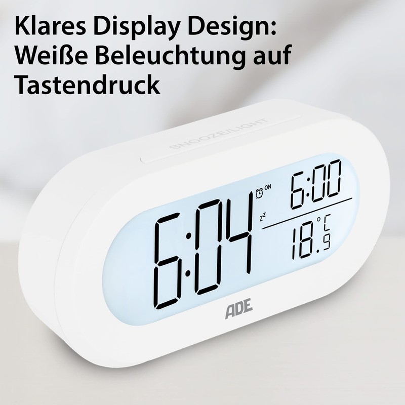 ADE Digitaler Wecker ohne Ticken | große Ziffern | mit