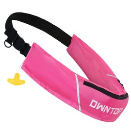 Owntop Automatic Inflatable Swim Jackets, Manual Inflate Belt Pack Adults with CO2 Cylinder, Low Profile for Kayaking, Fishing, Paddle Sports (Pink)