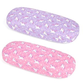 Beipegin Unicorn Glasses Case 2-Pack, Sunglasses Case for Girl, Protective Glasses Case with Glasses Cloth