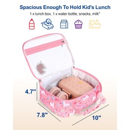 Bagseri Clear Kids Lunch Bags - Kids Clear Lunch Box for School Reusable Lunch Box with Water Bottle Holder Transparent Lunch Bag for Girls Stadium Approved Clear Bag, Pink Unicorn