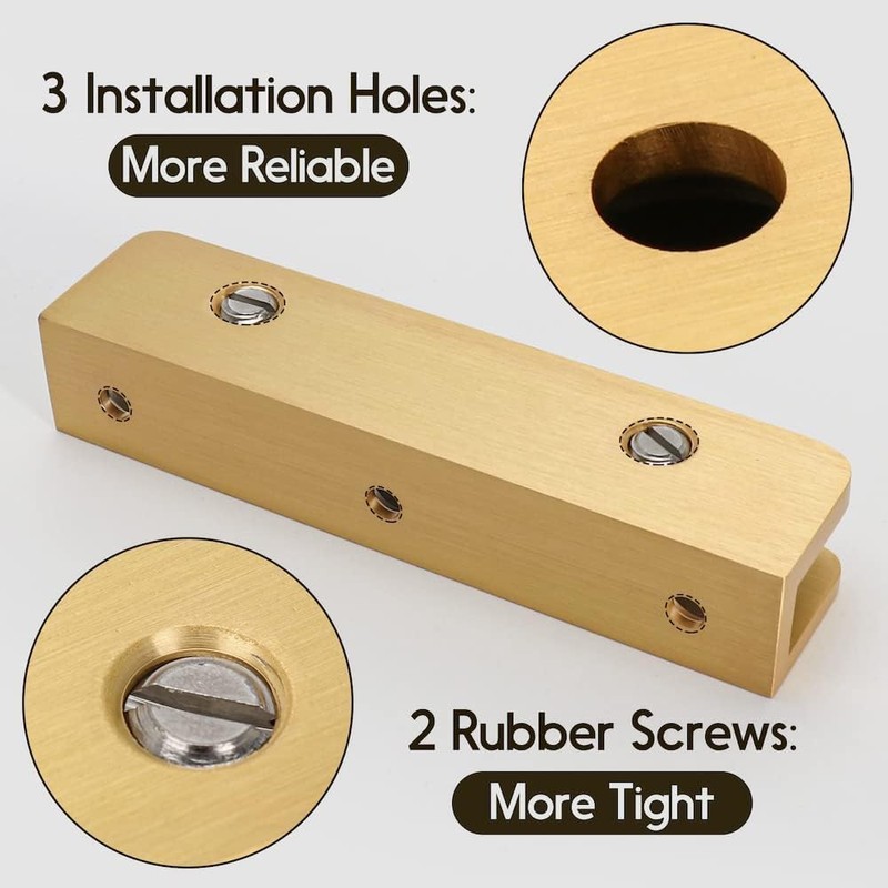 LukLoy Solid Brass Glass Shelf Bracket with 3 Screw Holes,