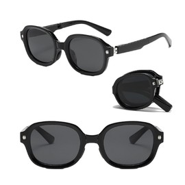 REONAS Women's Folding Polarized Sunglasses, UV Protection, Travel, Portable, Popular Design, Small Face, Compact Case Included
