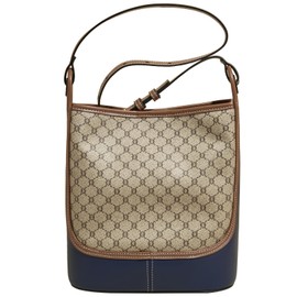 FOXLOVER Bucket Bags for Women Designer Shoulder Bag Crossbody Purse with Adjustable Strap(Brown and Blue)