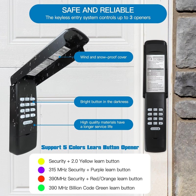 INGQI Black Garage Door Opener Keypad -Wireless Keyless Keypad -Fit