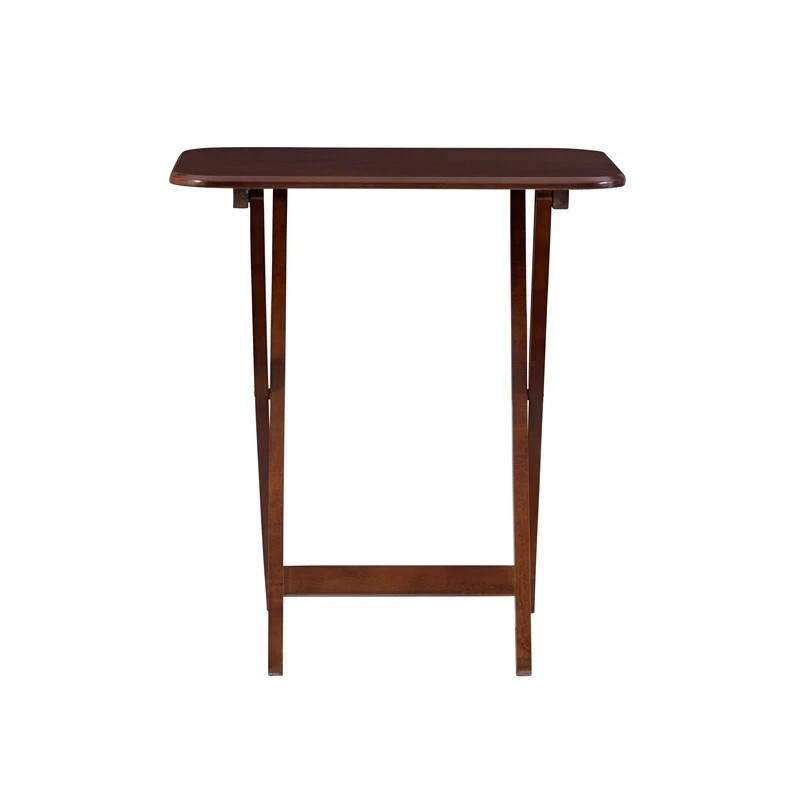 Pemberly Row Transitional Solid Wood Tray Tables in Dark Cherry
