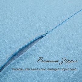 Mayler Yee Set of 2 Fringe Throw Pillow Covers with Tassel Trim for Farmhouse Living Room,Soft Cotton & Cozy Linen, Boho Sytle Decorative Home (Baby Blue, 20x20 Inch)