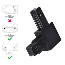 Yuemegou Black Track Lighting Connectors-L-Type Single Circuit 2-Wire, Track L Connector,for Track Lighting Accessories J&L Type Track System 110V