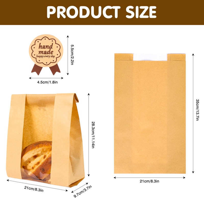 Moretoes Sourdough Paper Bread Bags, 100 Packs Bread Bags for