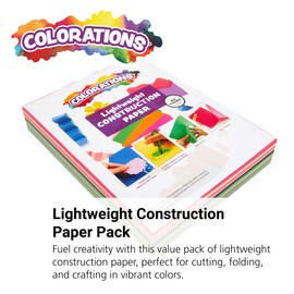 Colorations Colorations Lightweight Construction Paper, Value Pack, 10 Colors, 300 Sheets with Bonus Stencil, Everyday Use, Classroom Supplies, Daycare Supplies, Pre-School, at Home use